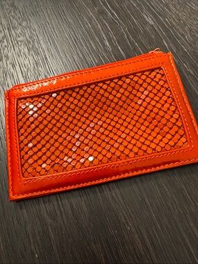 Vintage Sleek Orange Mesh Zip Card Wallet